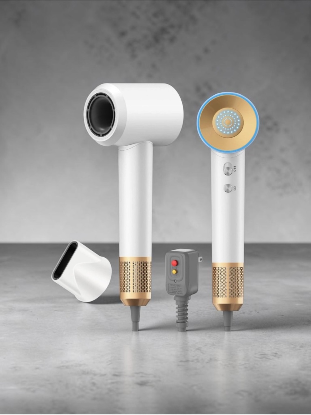 High-Speed Ionic Hair Dryer (150,000 RPM Brushless Motor)-Fast Dry
(White/Gold) - Picture 6 of 6